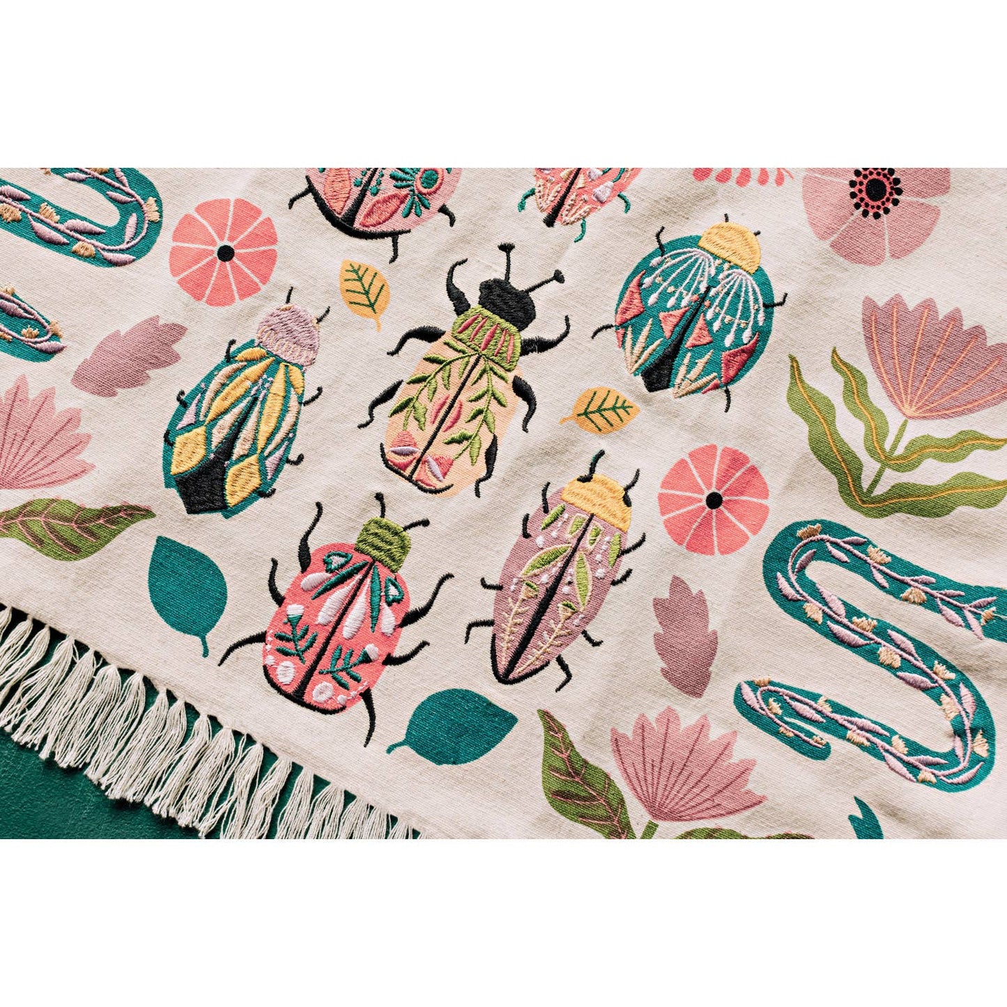 Fancy Bugs Embroidered Dishtowel