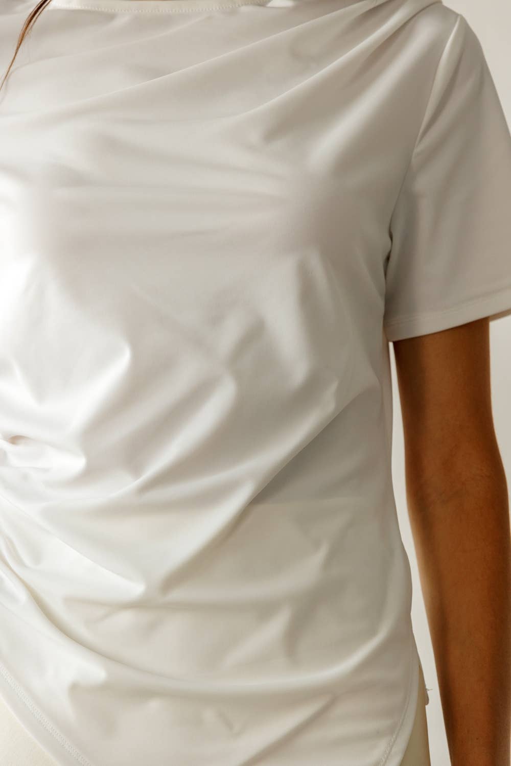 Asymmetrical Draped Short Sleeve Top