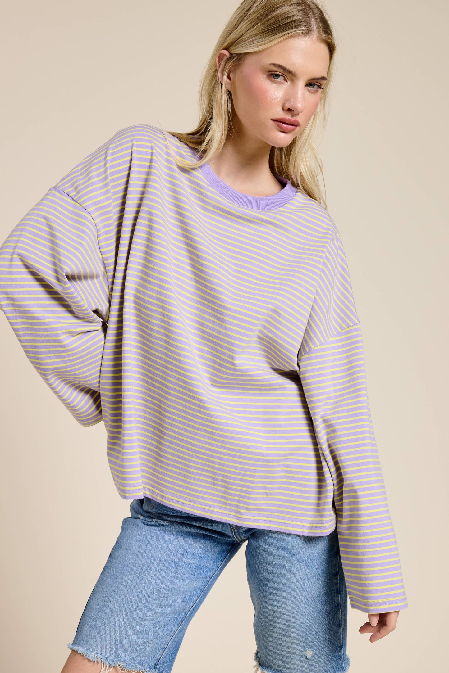 Striped Oversized Long Sleeve Top