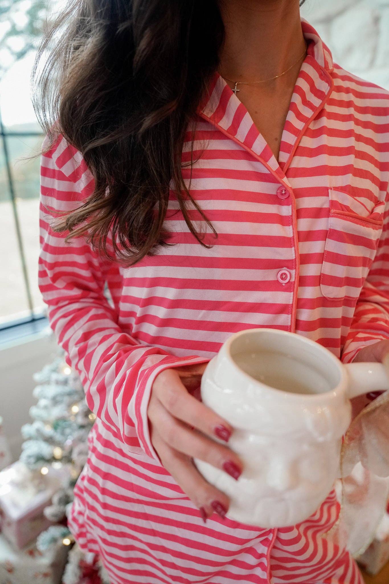 Pink & Red Stripes - Bamboo Pajama Set