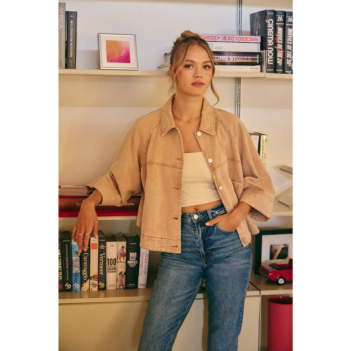 SEASONLESS MINERAL-WASHED COTTON TWILL UTILITY JACKET