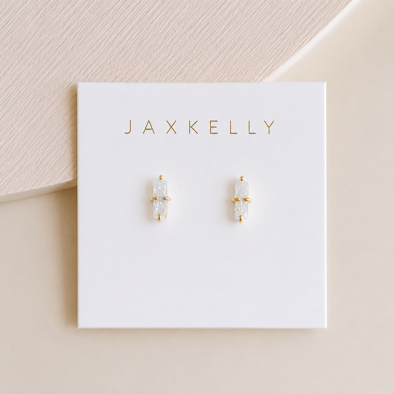 Druzy Bar - White - Gold Earrings