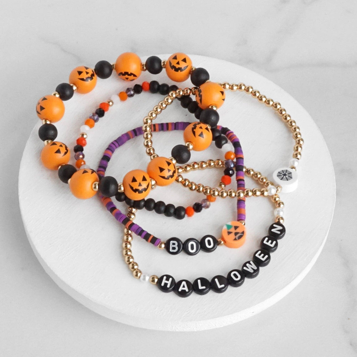 Halloween Beaded Bracelet Stack