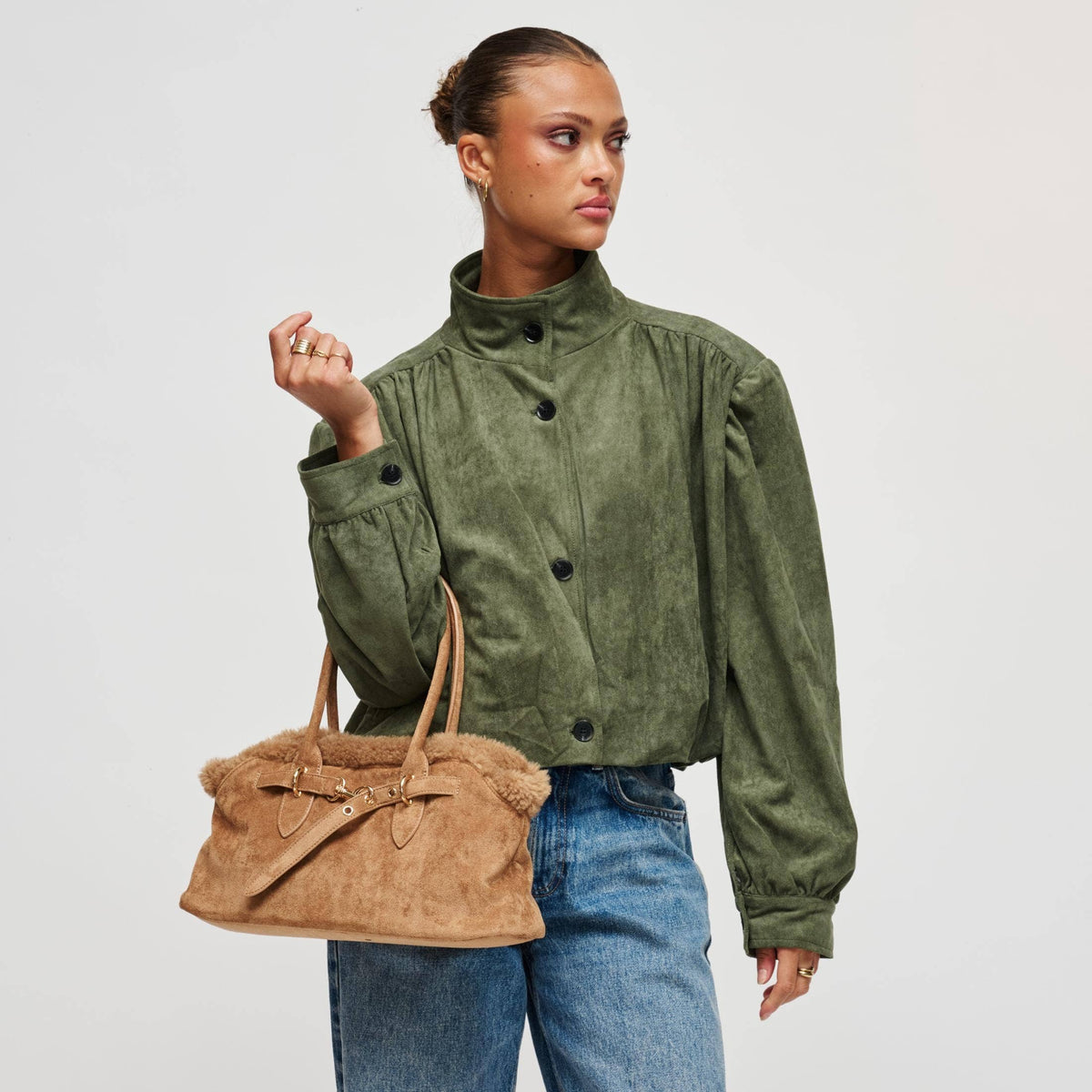 Tommy Fur Trimmed Satchel