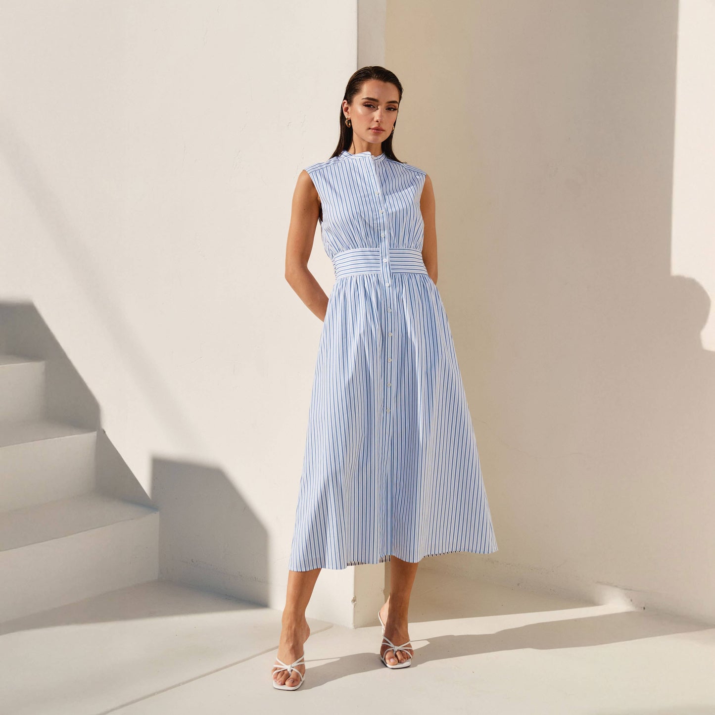 Nautical Striped Maxi Dress