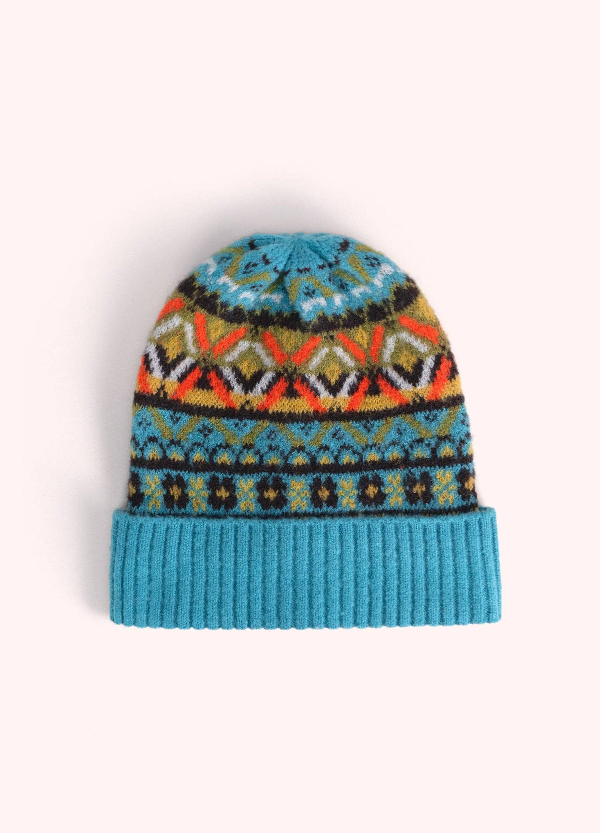 Fair Isle Beanie in Teal Mix