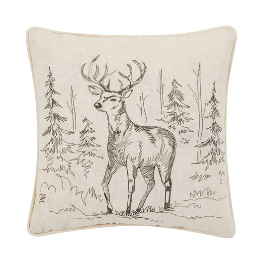 Minimalist Deer Embroidered Pillow