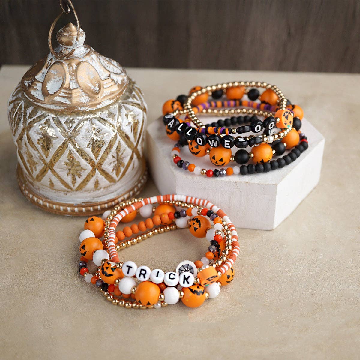 Halloween Beaded Bracelet Stack