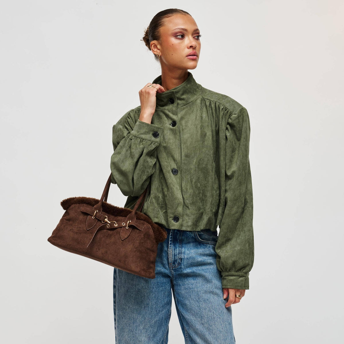 Tommy Fur Trimmed Satchel