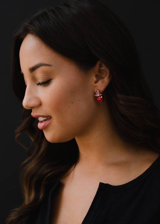 Pink Rhinestone Stud Earrings