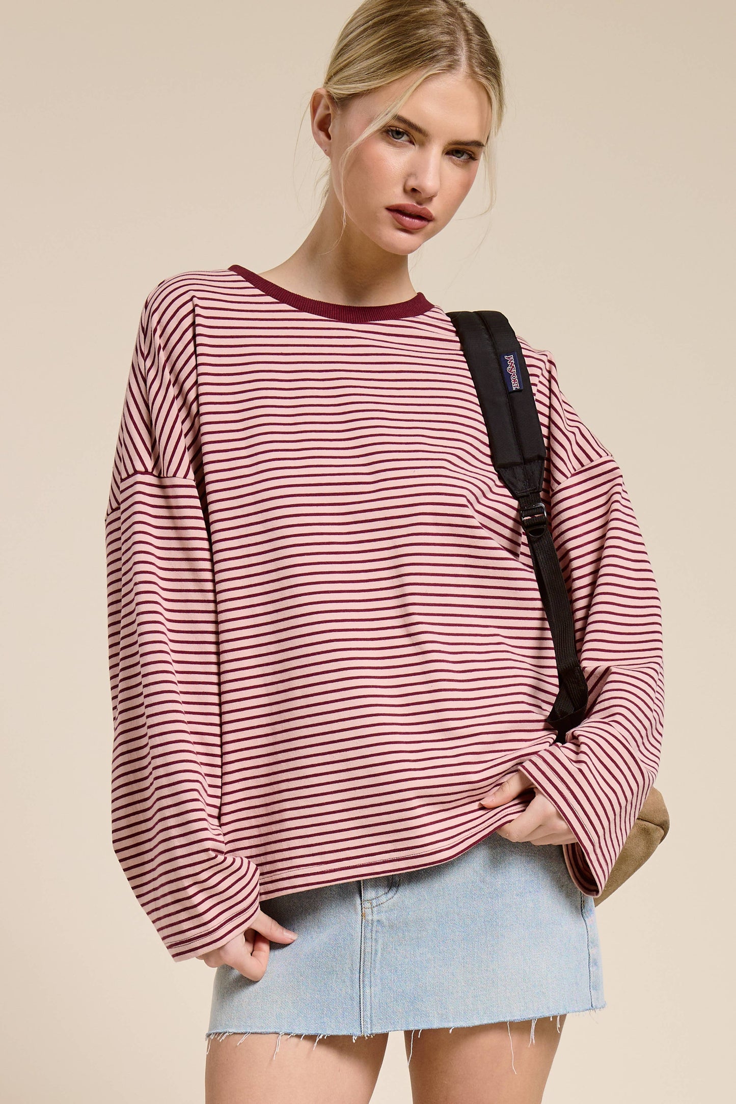 Striped Oversized Long Sleeve Top