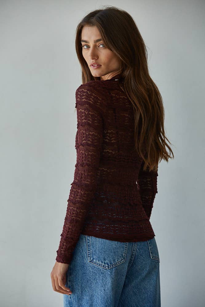 The Softest Lace Mock Neck Layering Top – 2 color options