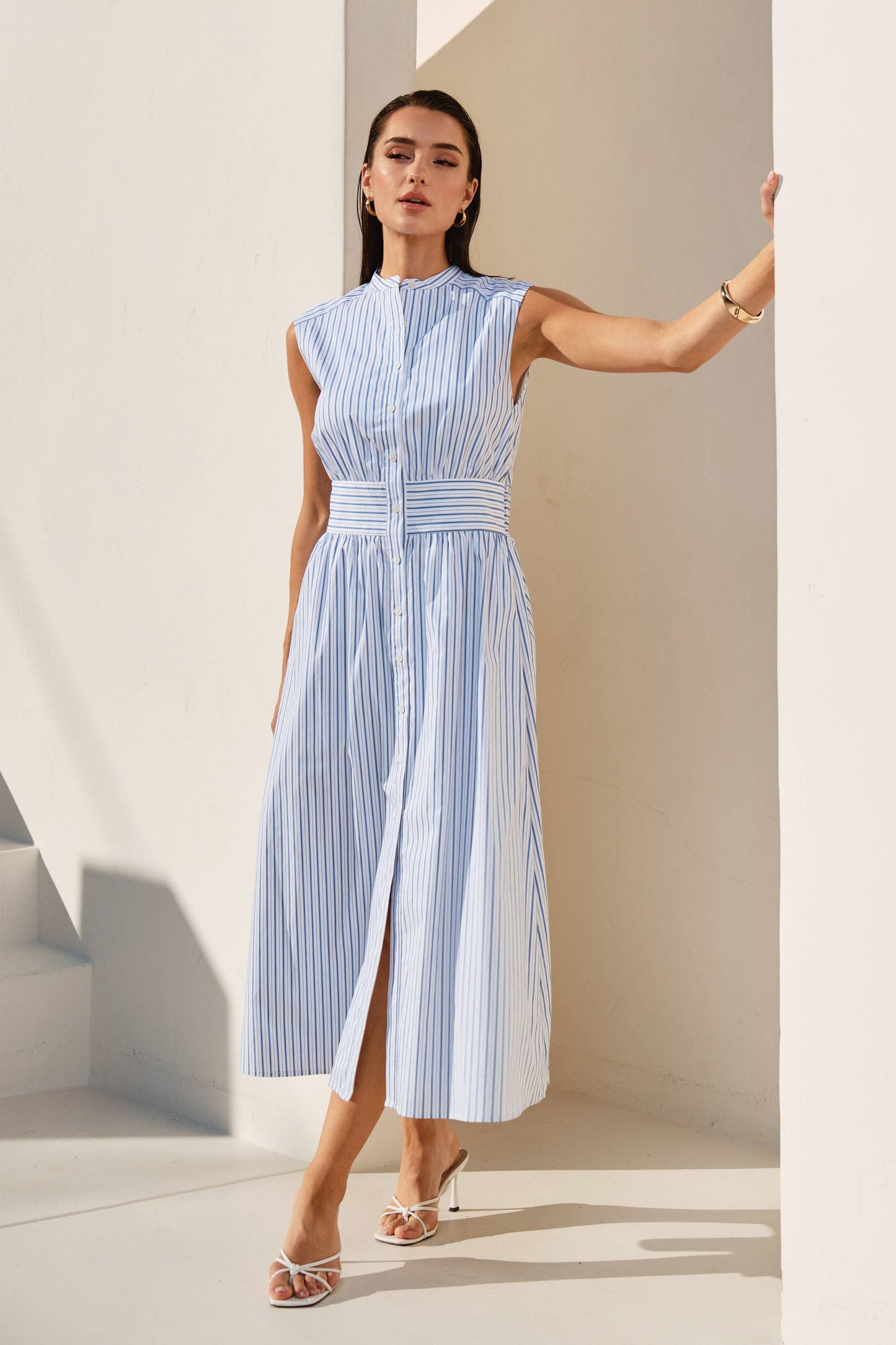 Nautical Striped Maxi Dress