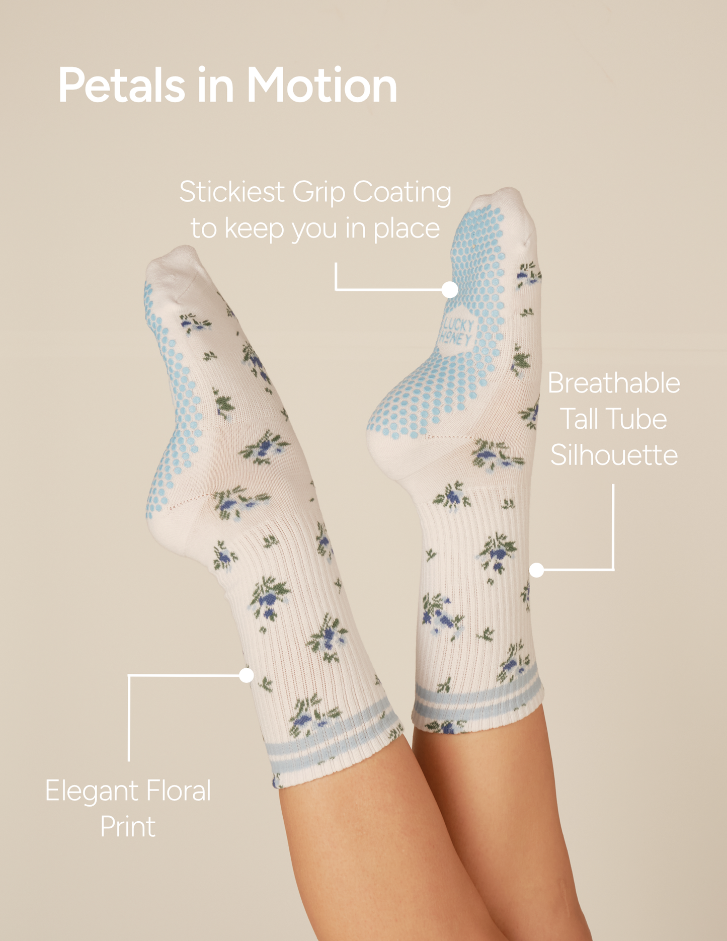 The Floral Grip Sock: Vintage Rose