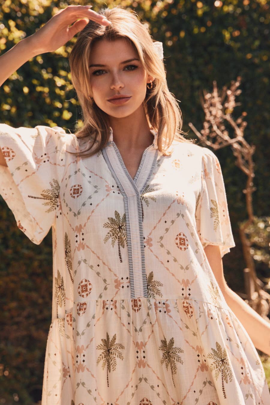 Tropical Printed Woven Baby Doll Mini Dress