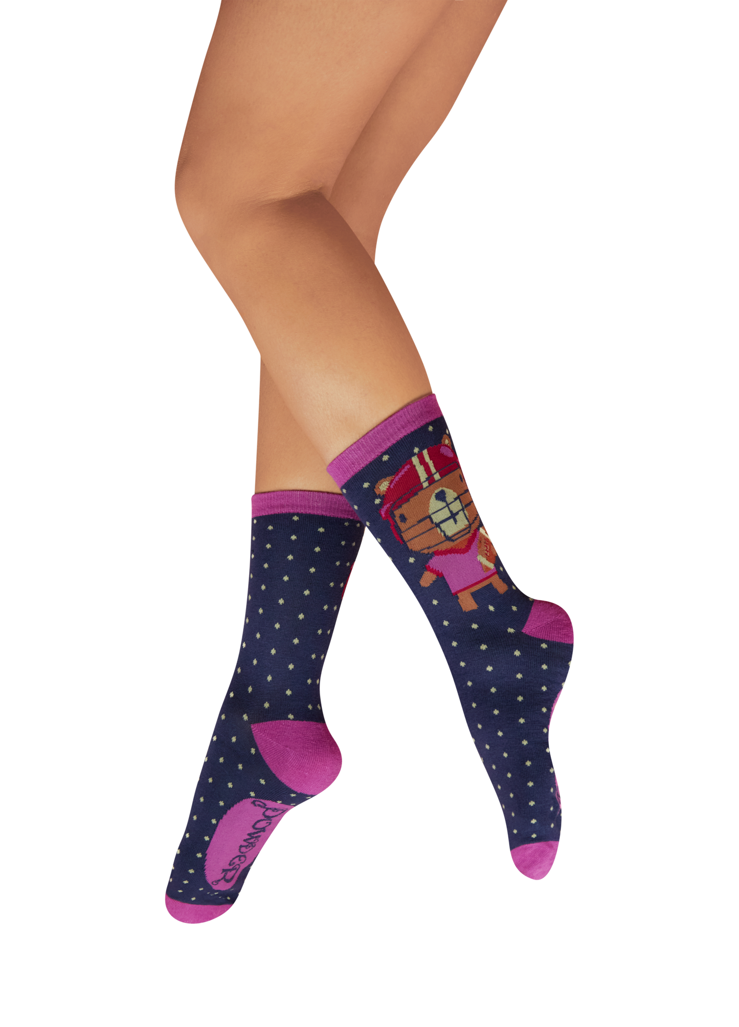 Ladies' Ankle Socks - Powder Quarterback Bear