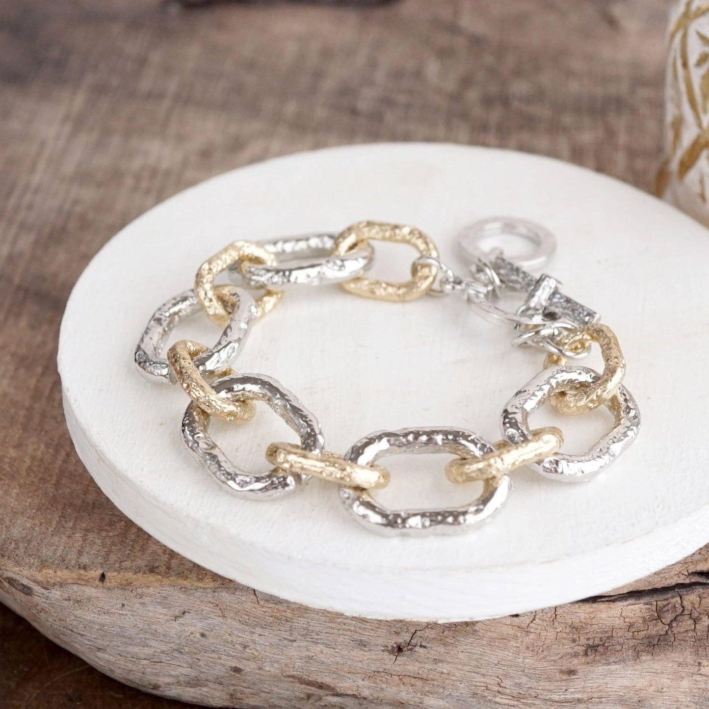 Luxe Link – Chunky Rectangle Two Tone Link Bracelet