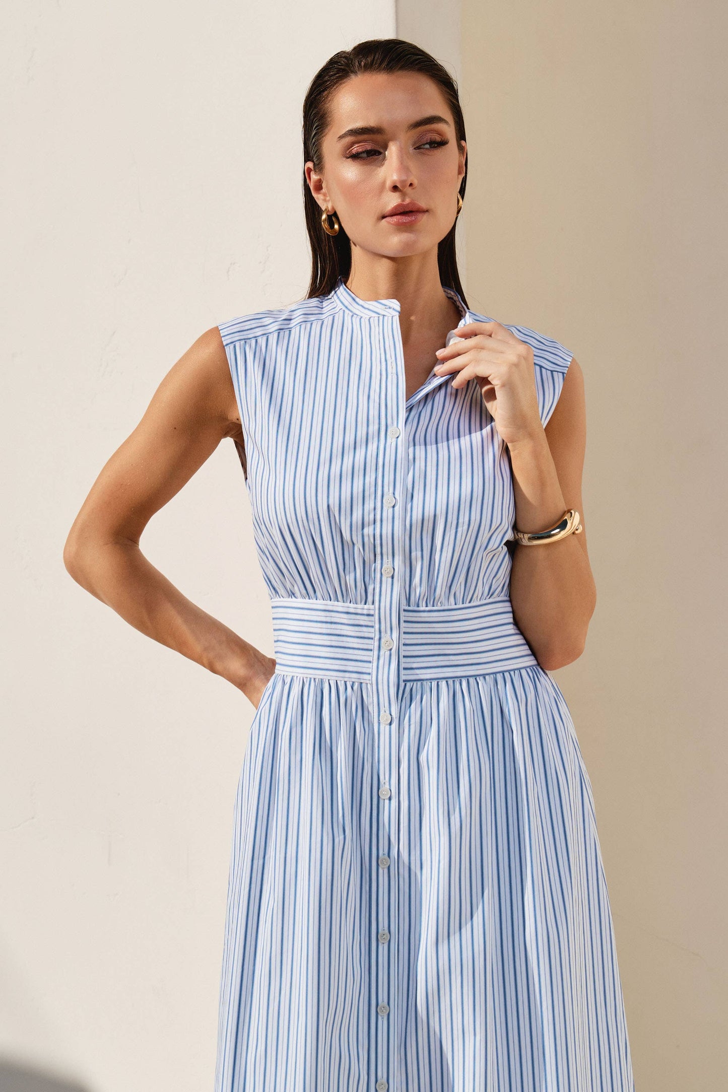 Nautical Striped Maxi Dress