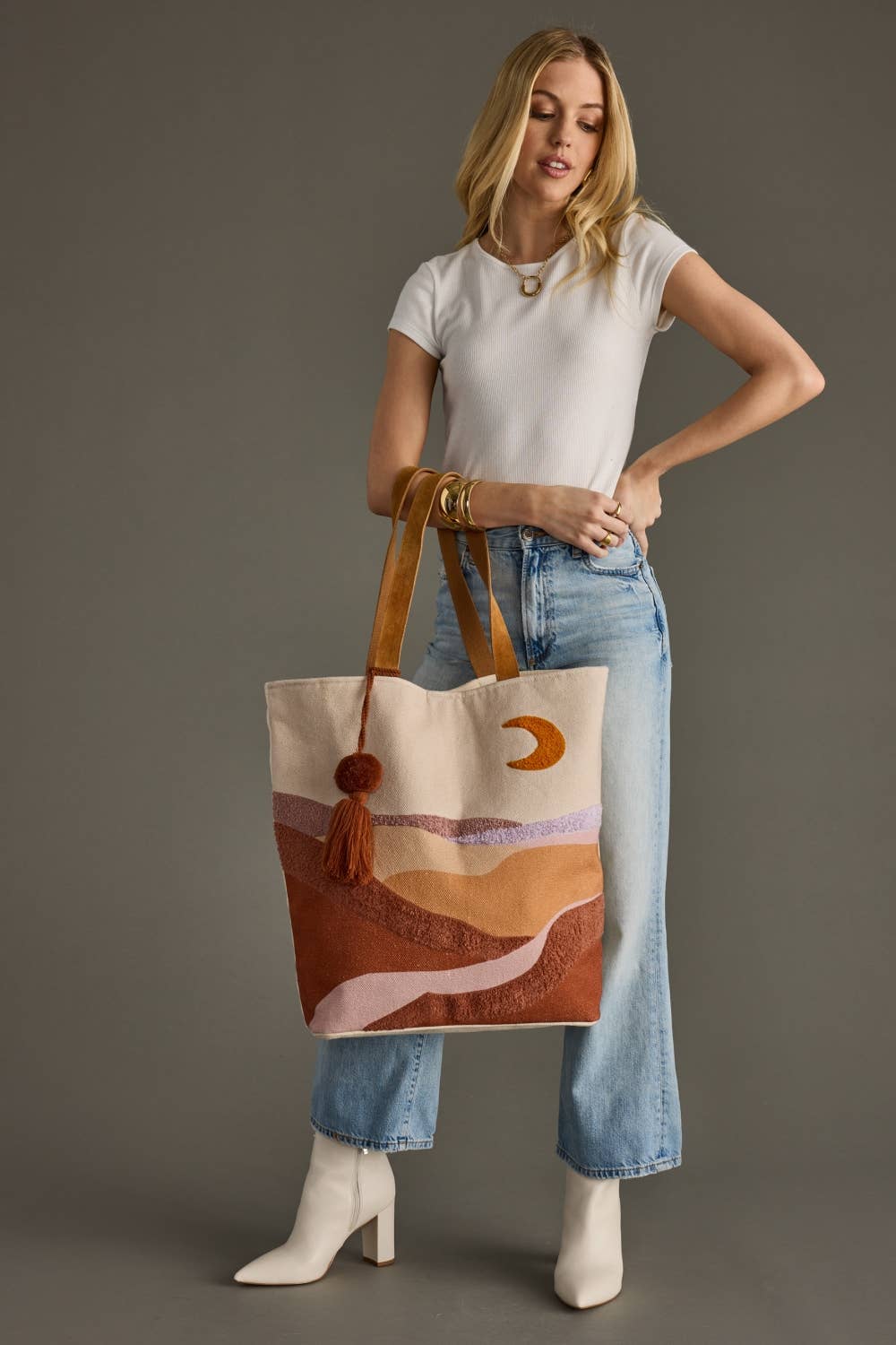 Large Boho Chic Moonrise Scene Tote - 2 Designs Available