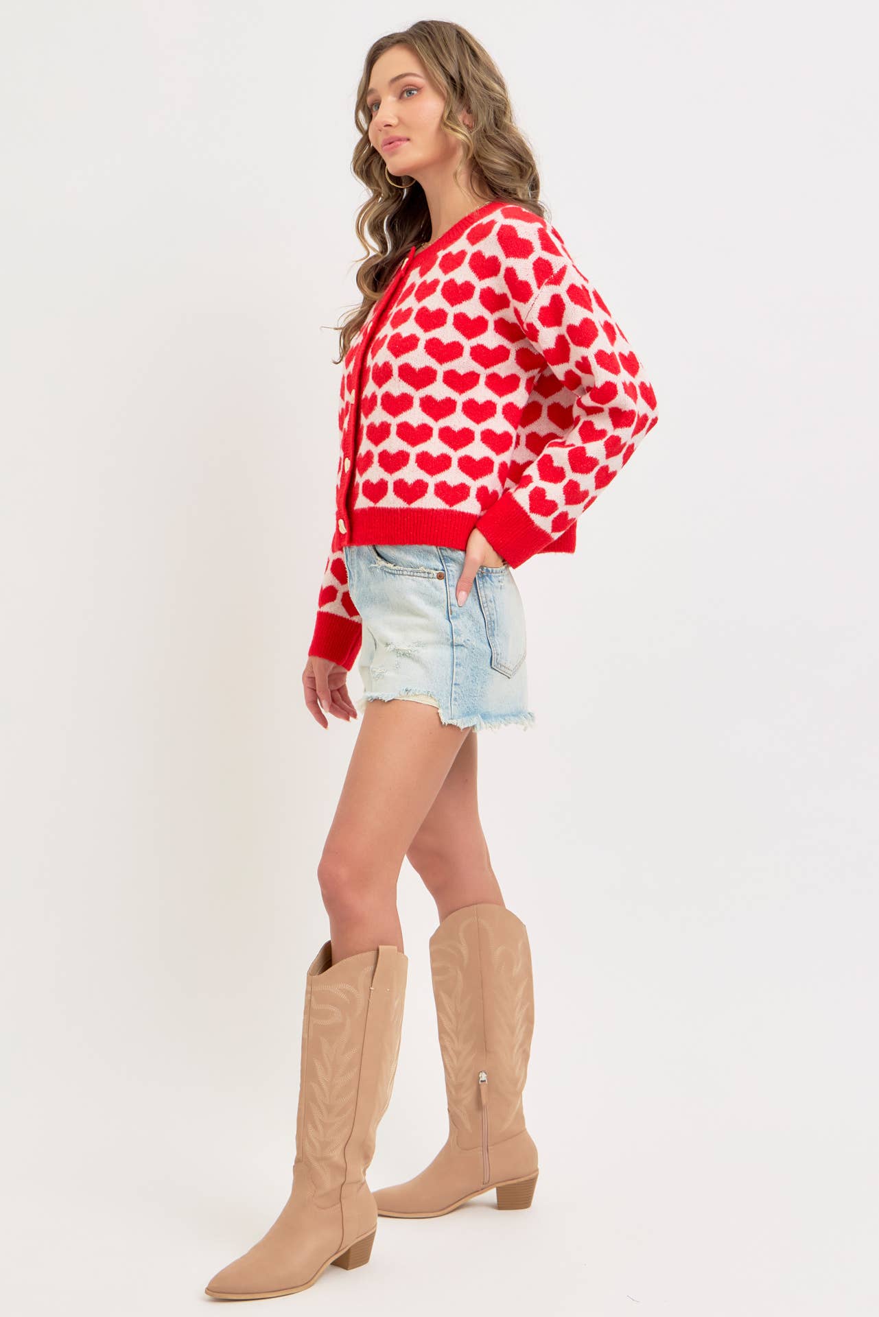 Sweetheart Button Cardigan – Pink or Red