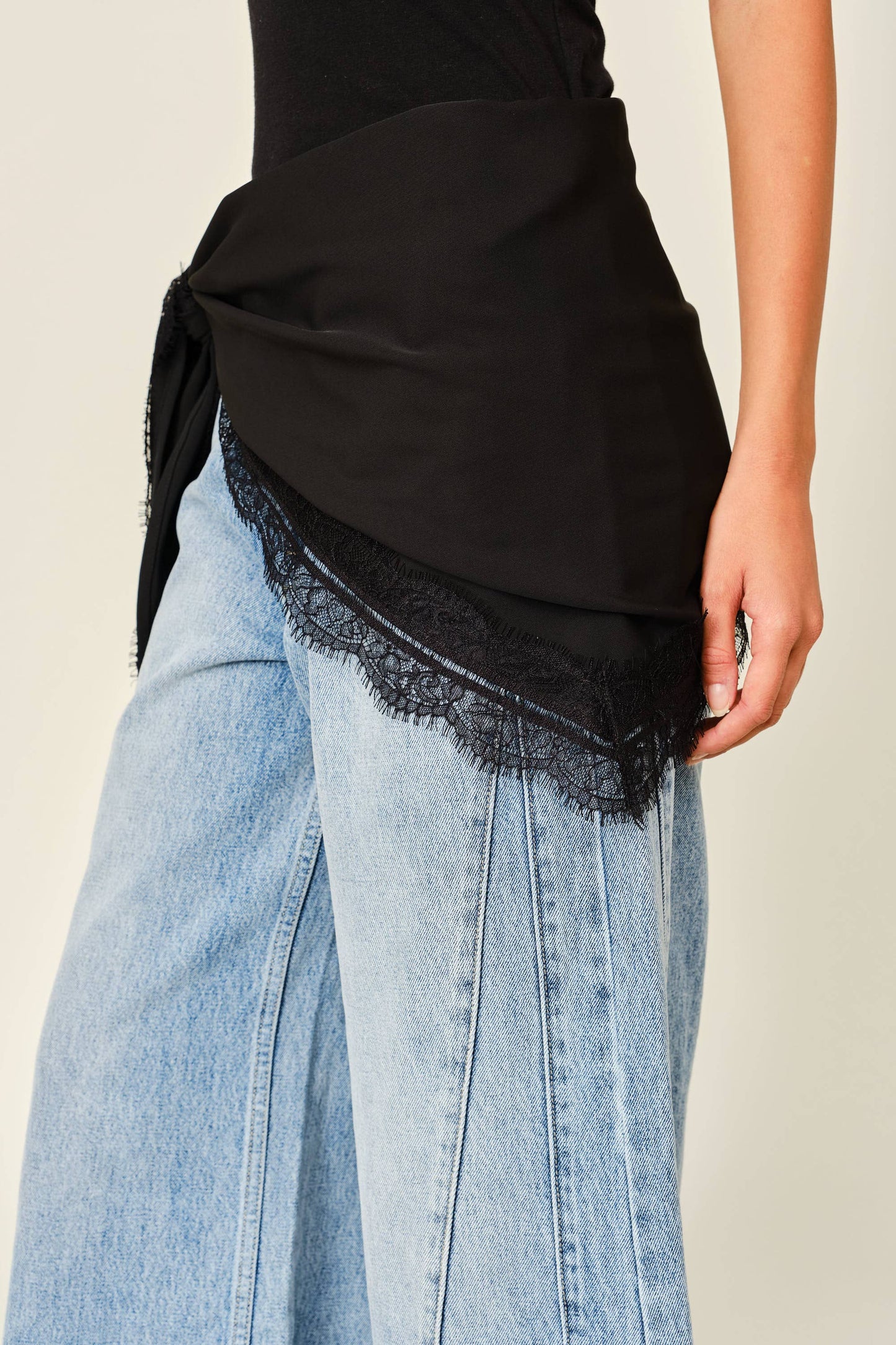 Boho Lace Trim Knotted Scarf