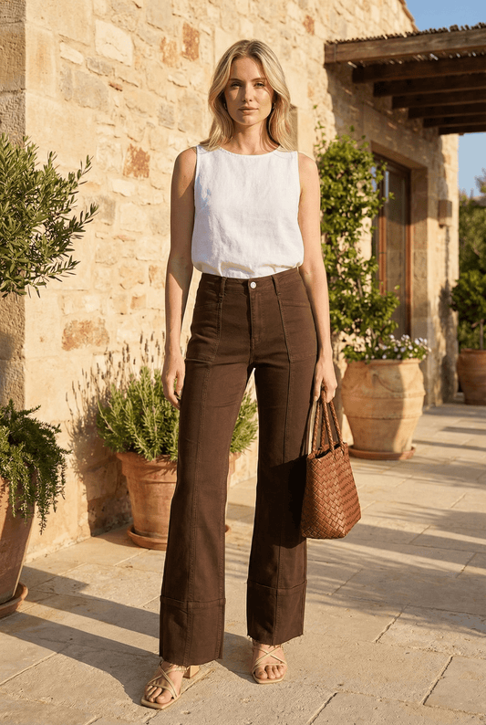 Tummy Control High Rise Jeans - Chocolate