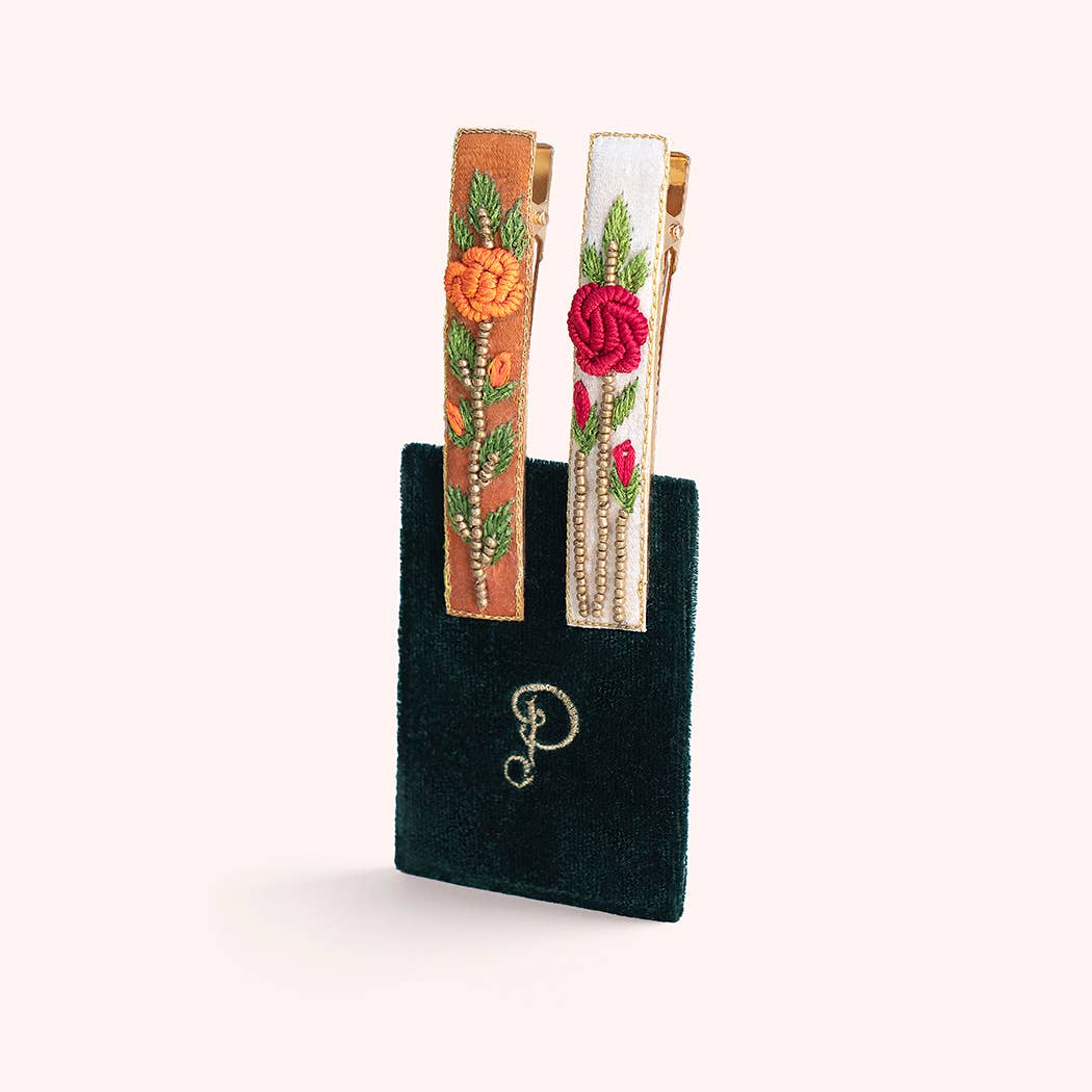 Embellished Hair Bars - Spring Garden