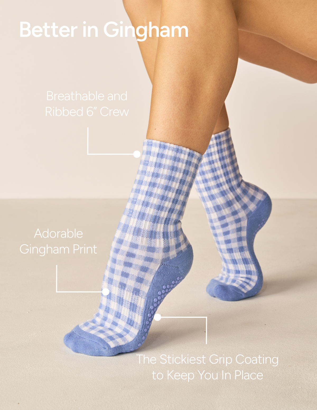 The Gingham Crew Grip Sock