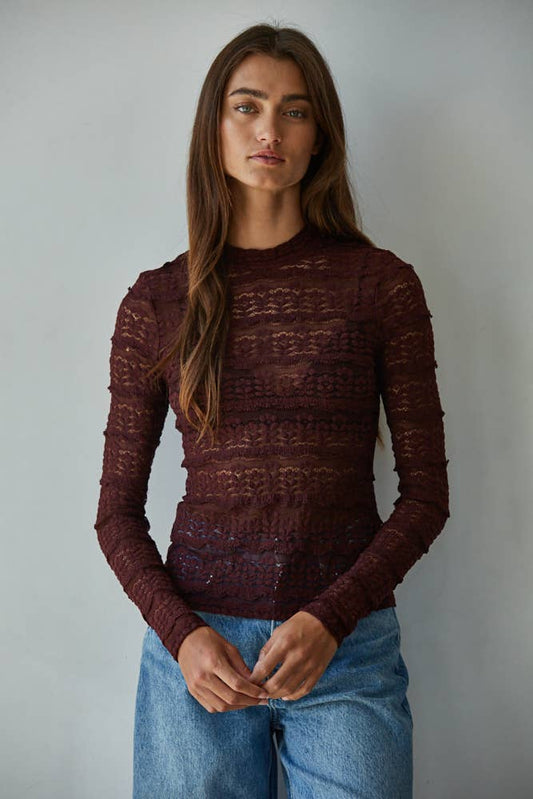 The Softest Lace Mock Neck Layering Top – 2 color options