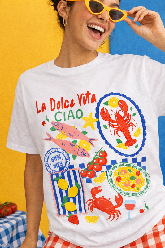 La Dolce Vita Seafood Picnic White T-Shirt