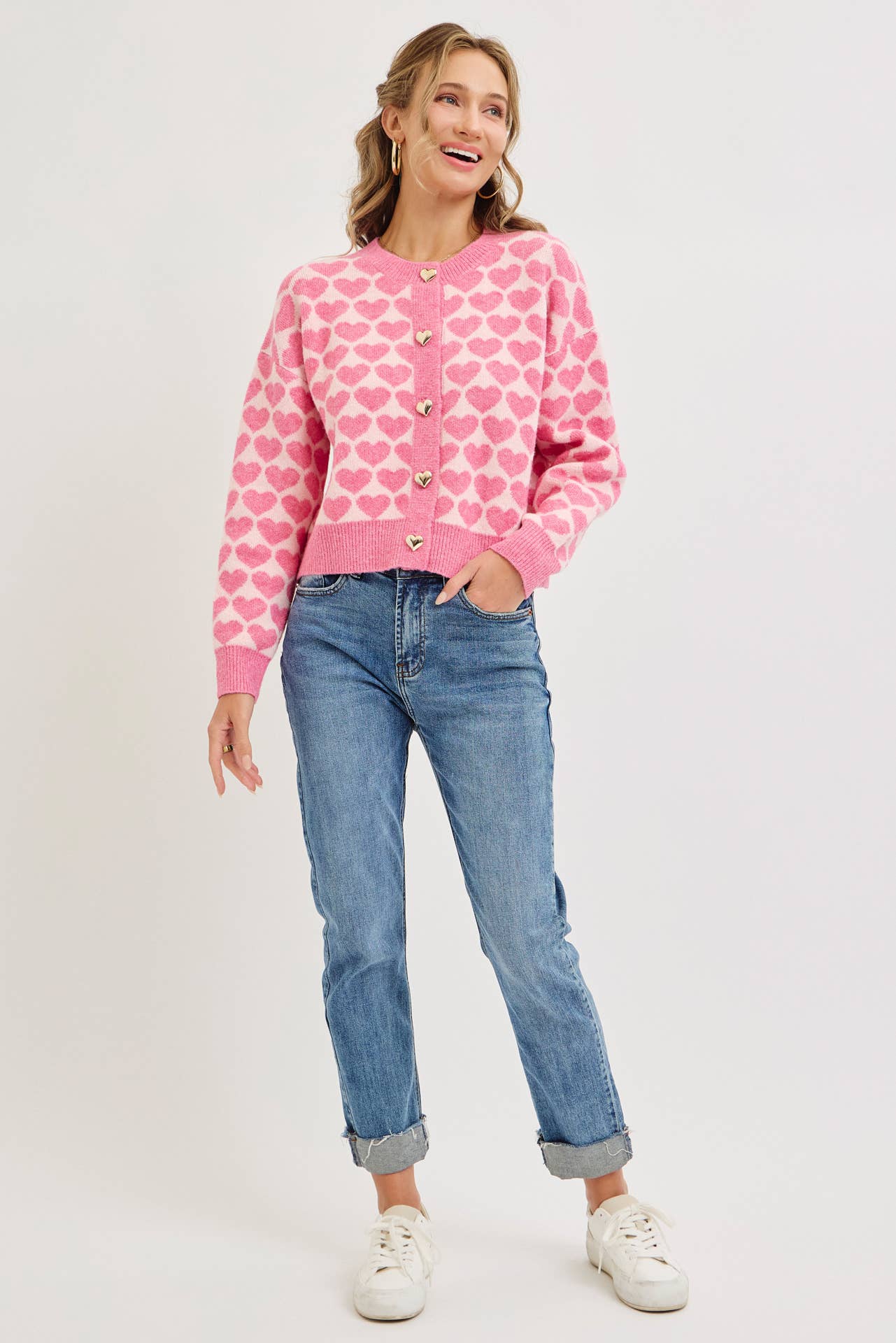 Sweetheart Button Cardigan – Pink or Red