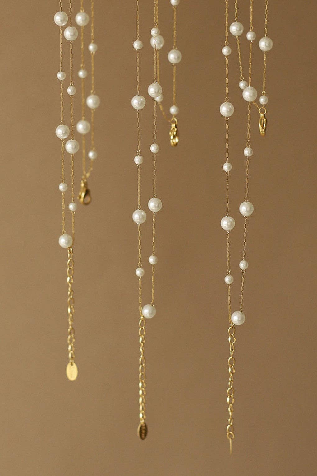 18K Gold Plated Waterproof Stainless Steel Pearl Necklace