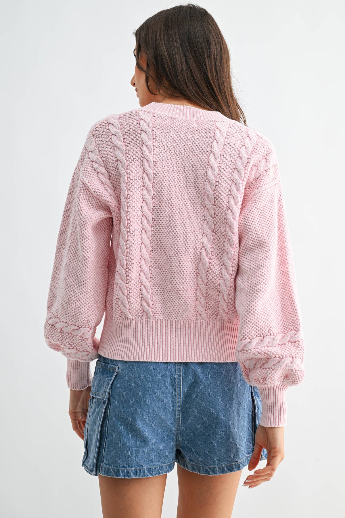 Cozy Vintage Wash Cable Knit Cardigan