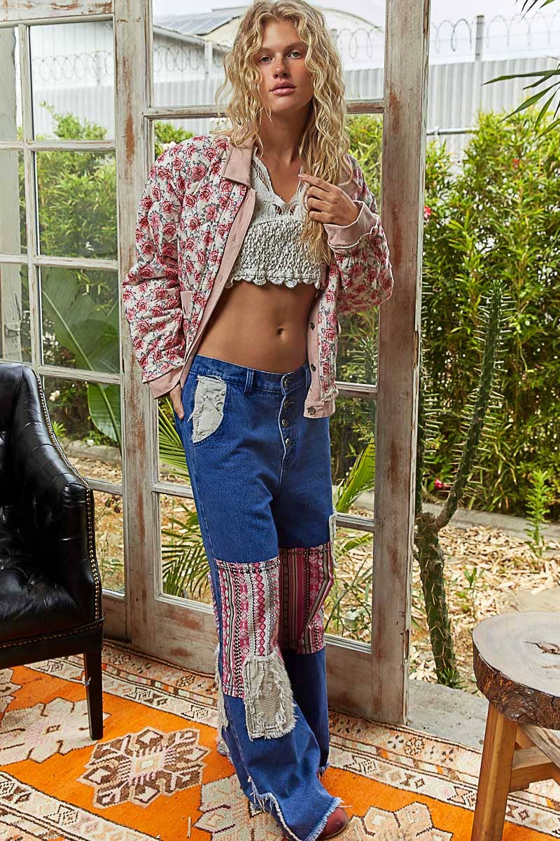 Vintage Pink Floral Quilted Jacket