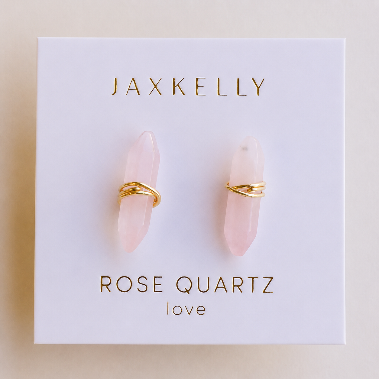 Mineral Point - Rose Quartz - Gold Wire Wrapped Earrings