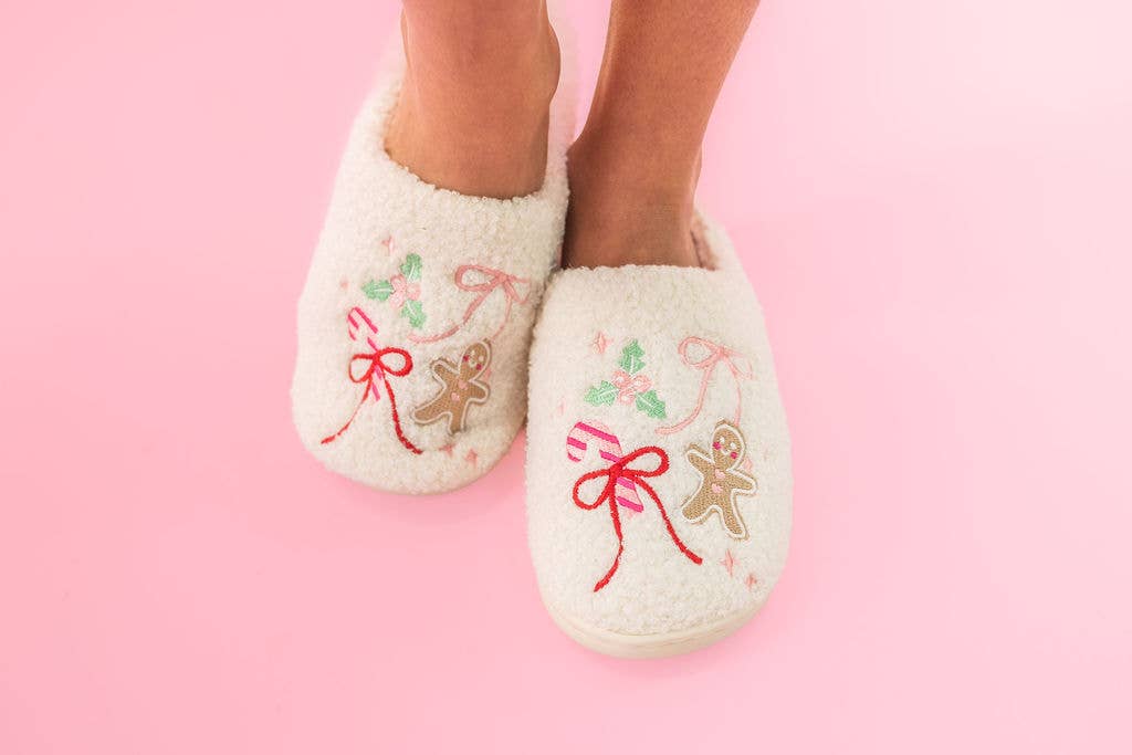 Gingerbread Bows Christmas Sweets Slippers
