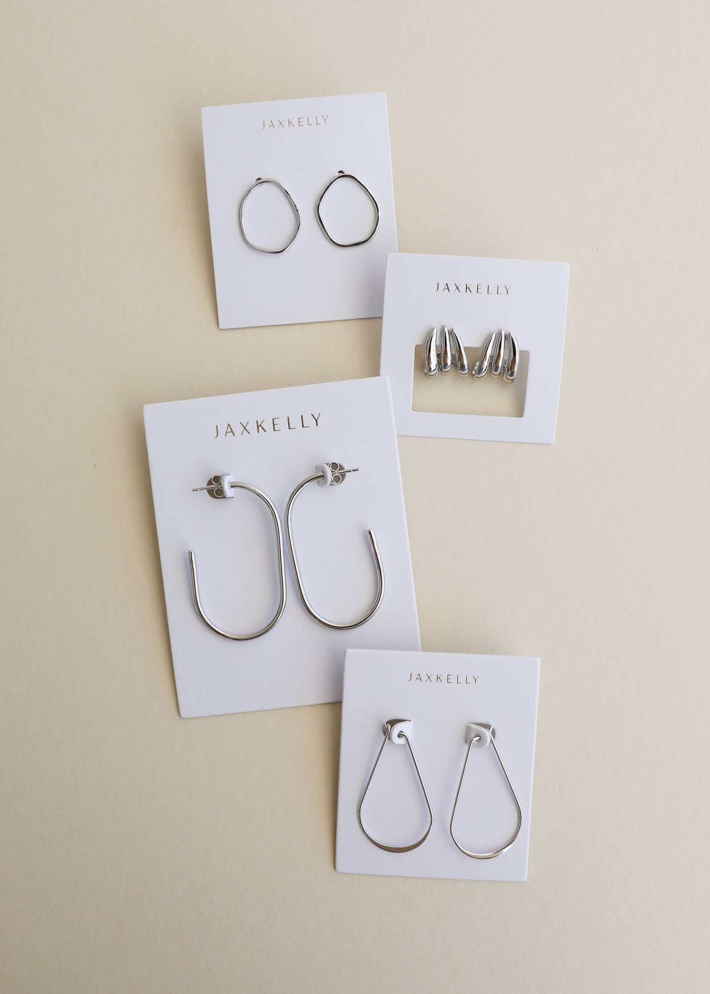 Silver Three Hoop Huggie - Earring