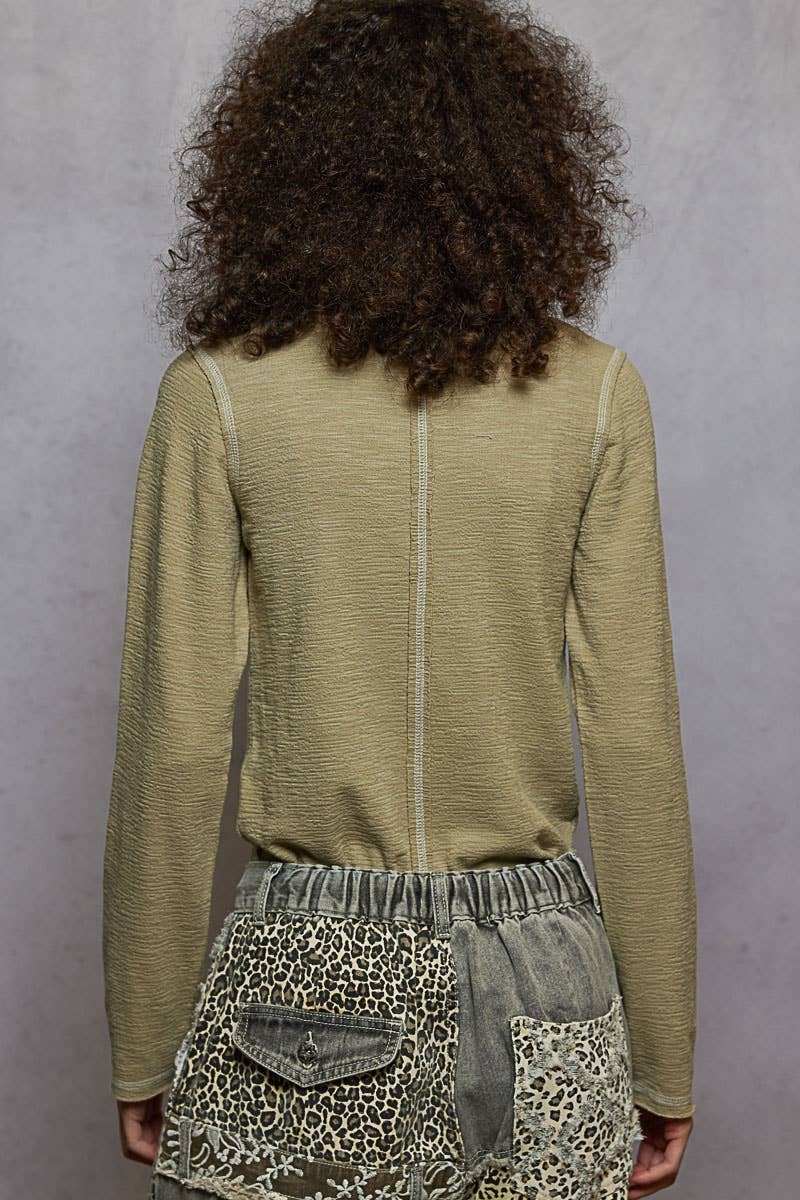 Stud detail textured knit top