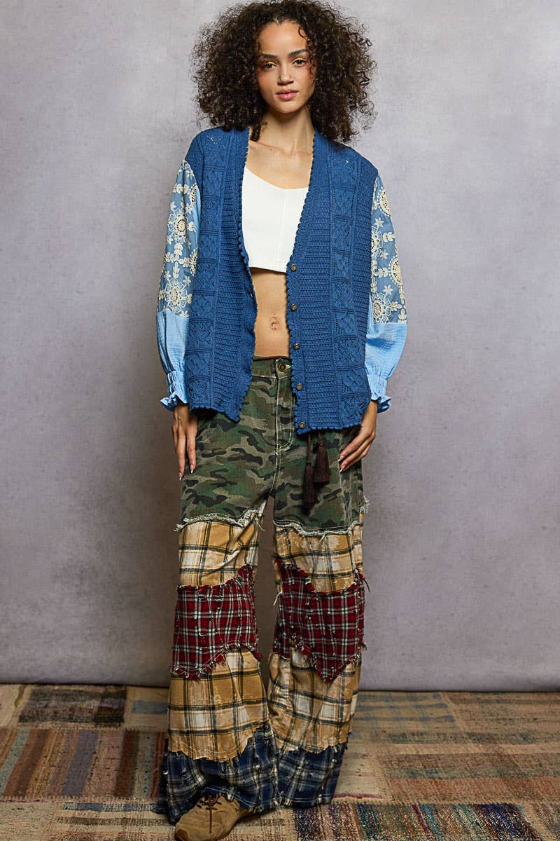 Blue Skies Crochet Sleeve Cardigan