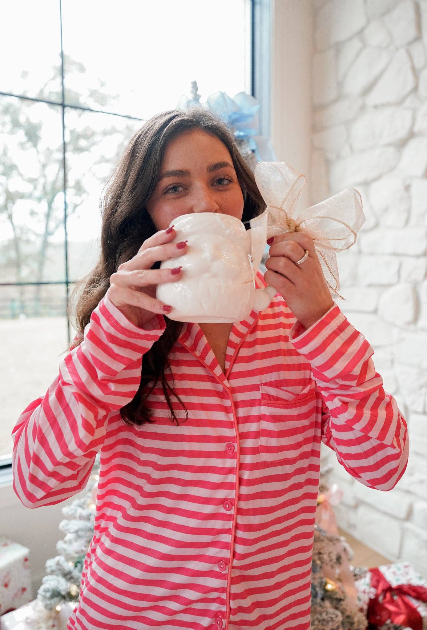 Pink & Red Stripes - Bamboo Pajama Set