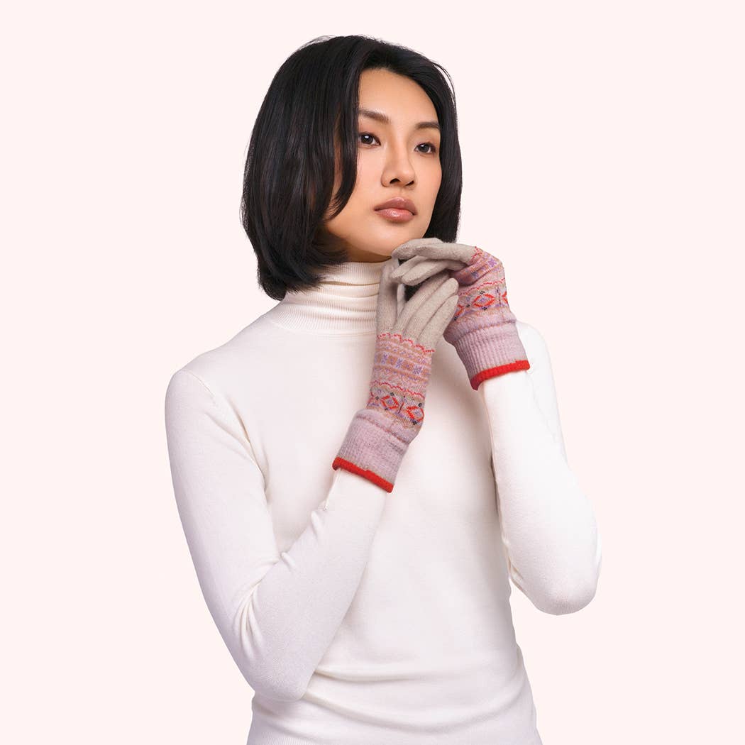Fair Isle Gloves in Cream Mix