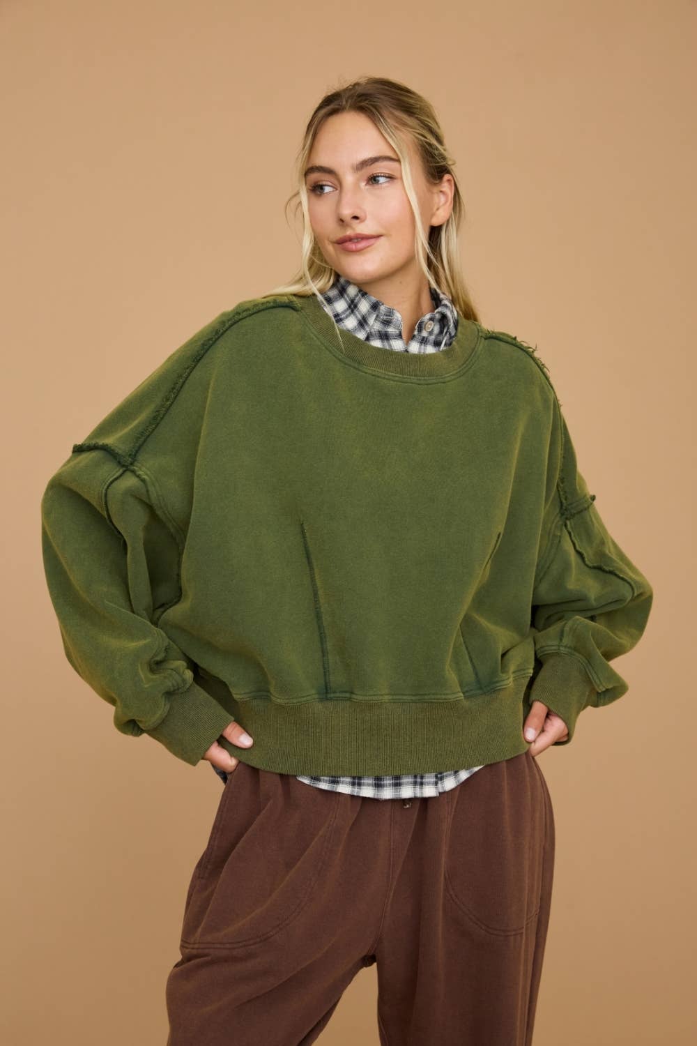 Washed Cropped Oversized Sweatshirt