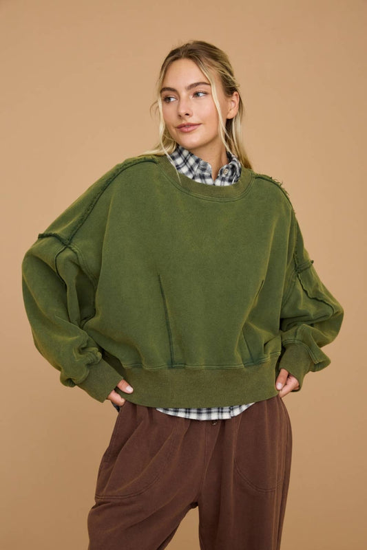 Washed Cropped Oversized Sweatshirt
