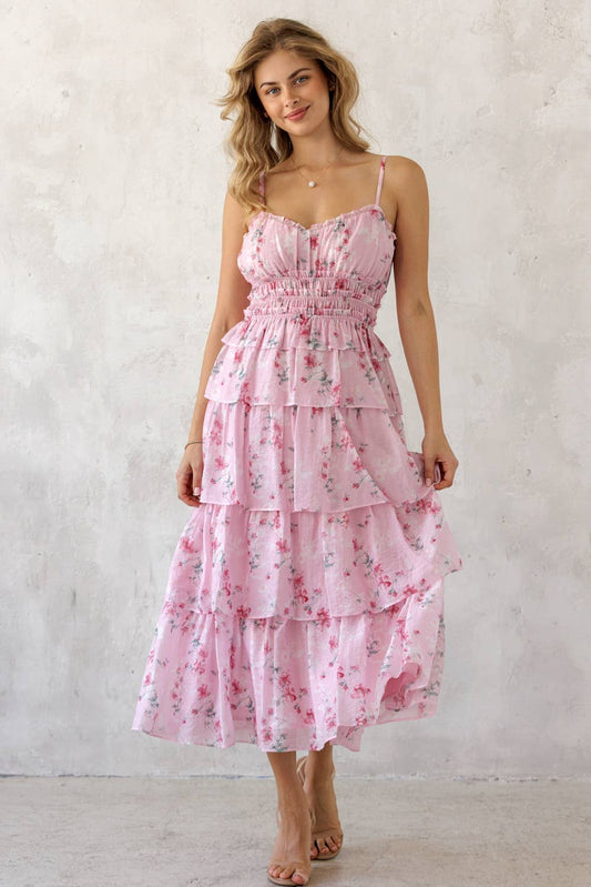 Floral Smocked Tiered Midi Dress