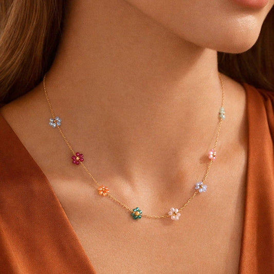 18K Gold Plated Waterproof Pretty Flowers Necklace