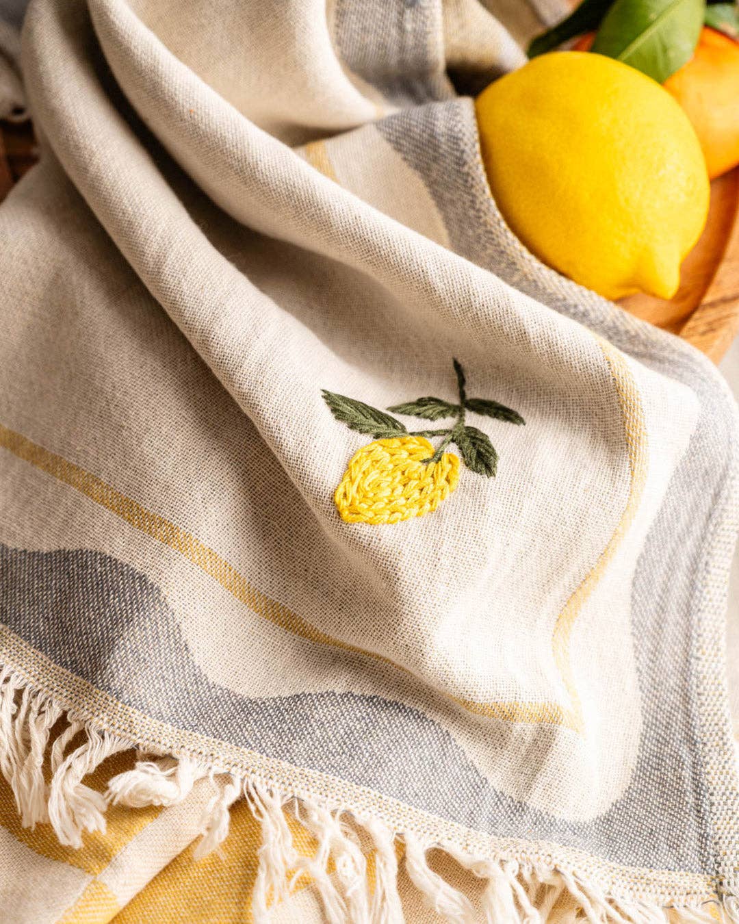 Lemon - Hand Stitched Turkish Cotton Kitchen Towel