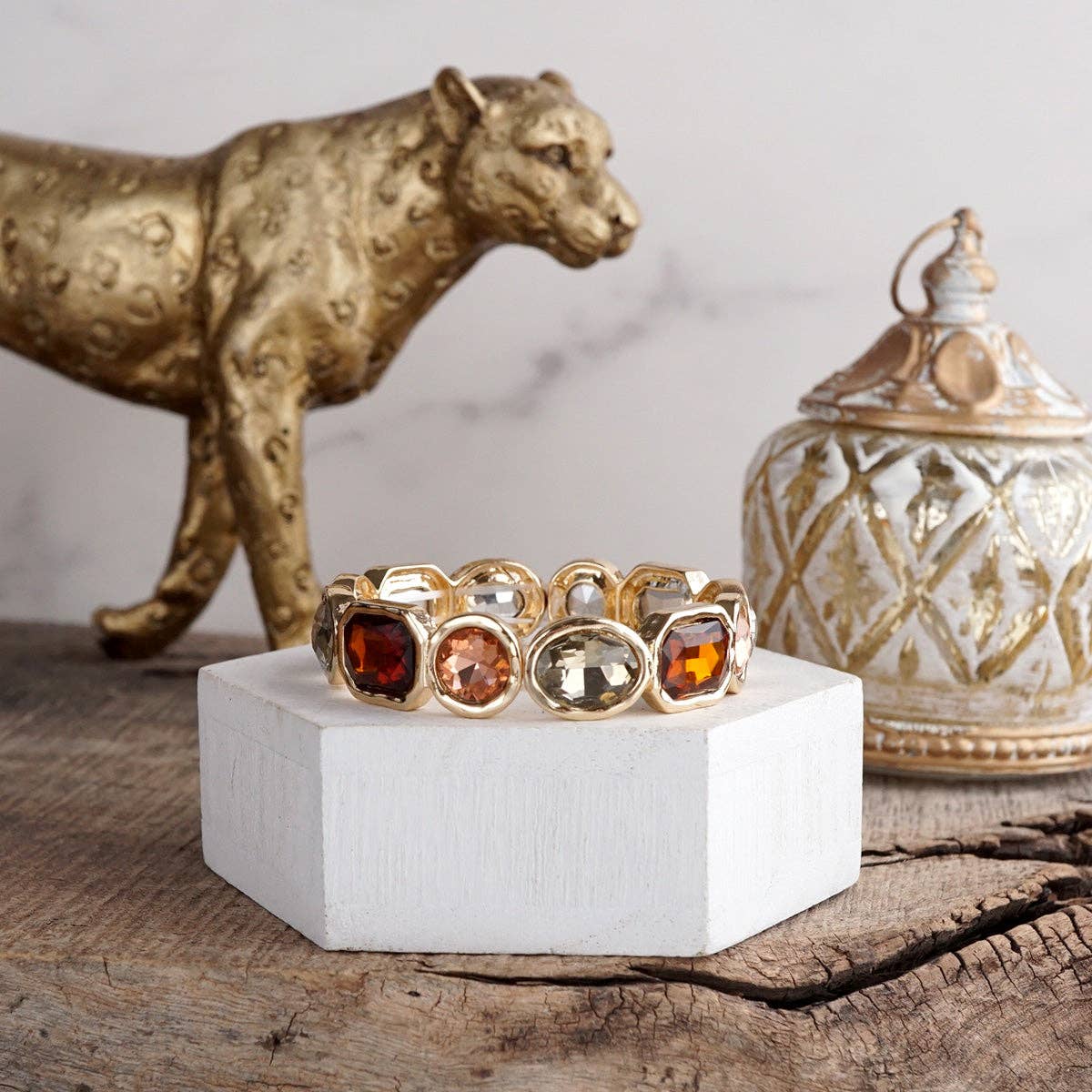 Radiant Array – Statement Stretchy Gem Bangle
