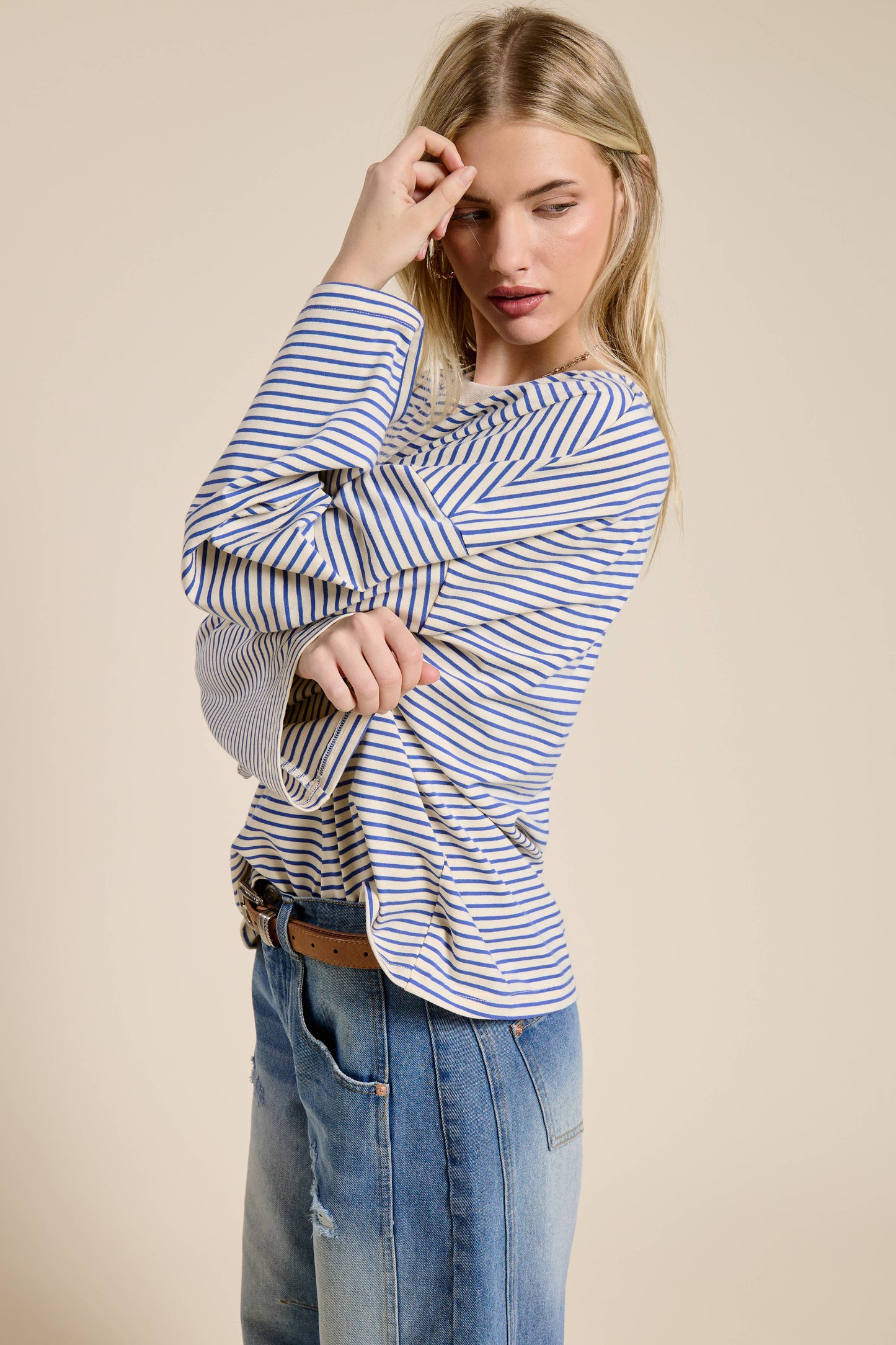 Striped Oversized Long Sleeve Top