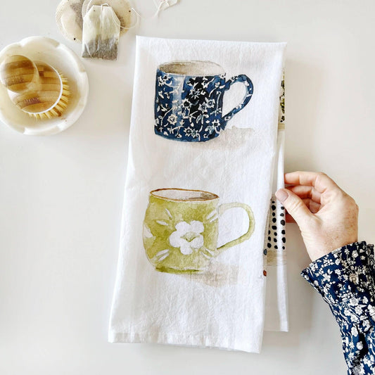 Mugs cotton flour sack tea towel