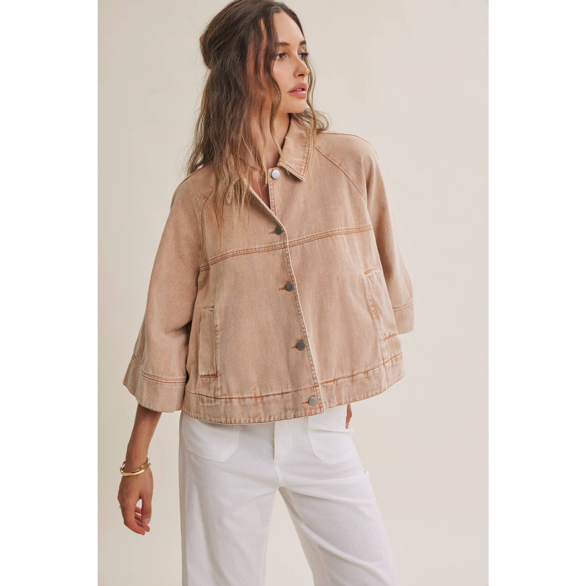 SEASONLESS MINERAL-WASHED COTTON TWILL UTILITY JACKET